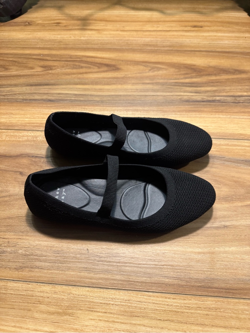 a new day Black Knit Mary Jane Flat with Elastic Strap